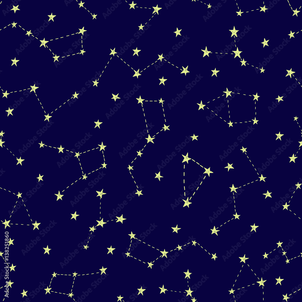 Stylized night sky seamless pattern. Stylized night sky seamless pattern.