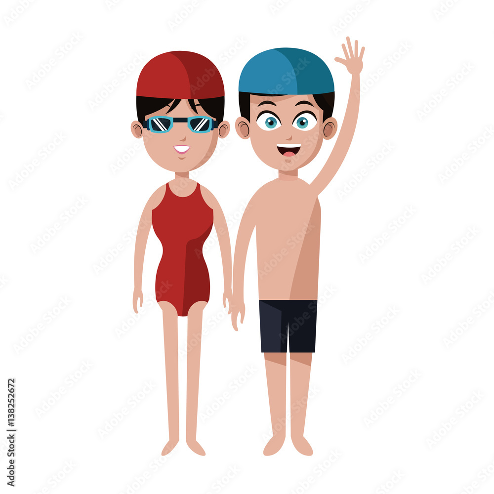 man and woman swimmers cartoon icon image vector illustration design man and woman swimmers cartoon icon image vector illustration design