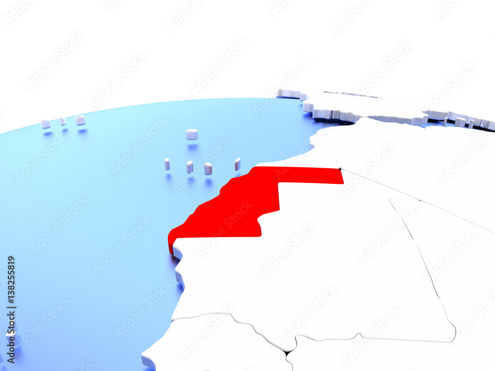 Obraz premium Western Sahara on globe