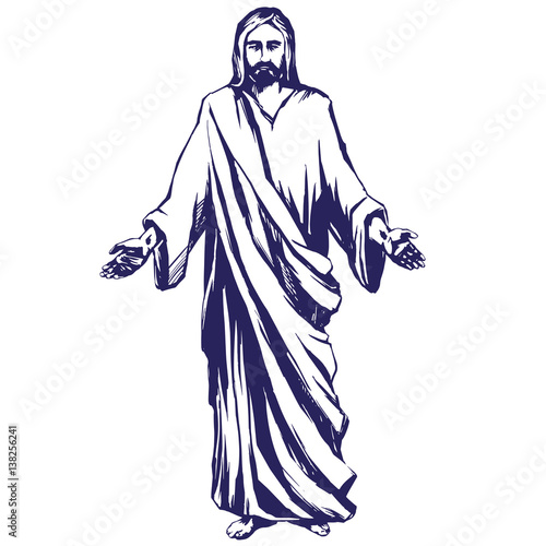 Jesus Christ, the Son of God , symbol of Christianity hand drawn vector illustration sketch