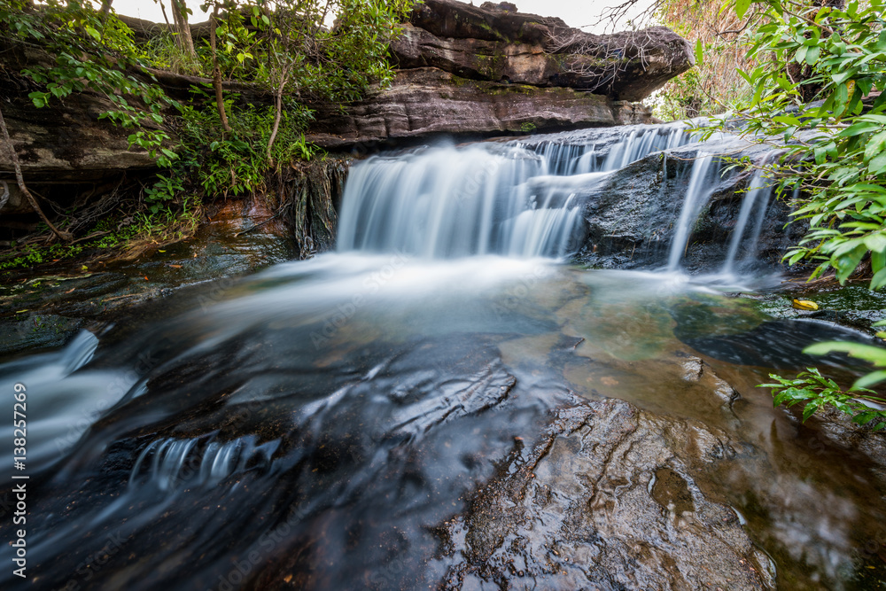 beautiful small waterfalls and plants of Sang Chan Waterfall in Ubon Ratchathani, Thailand beautiful small waterfalls and plants of Sang Chan Waterfall in Ubon Ratchathani, Thailand