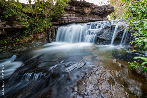 beautiful small waterfalls and plants of Sang Chan Waterfall in Ubon Ratchathani  Thailand