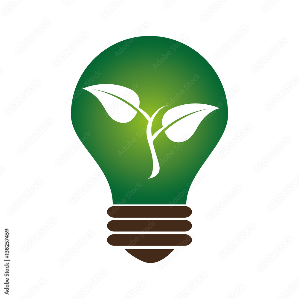 bulb with leafs ecology symbol vector illustration design bulb with leafs ecology symbol vector illustration design