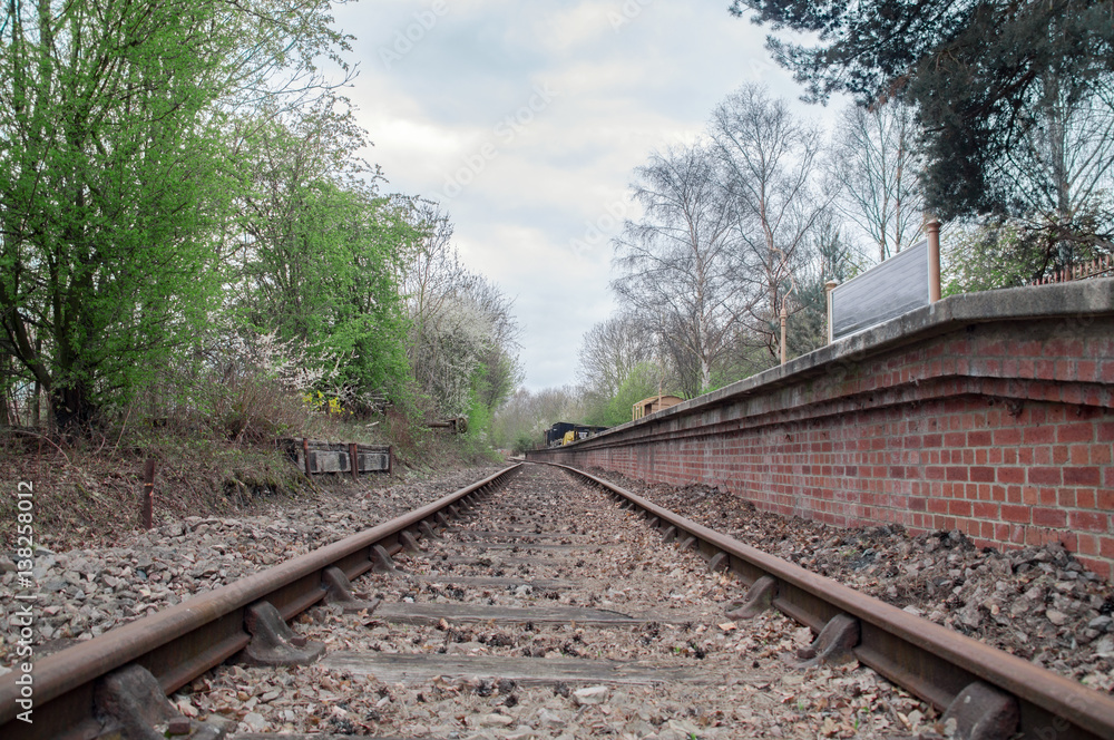 Obraz premium Single train track and station