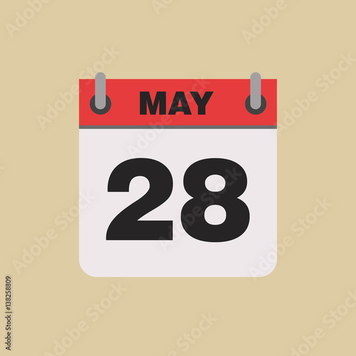 calendar flipping date time day month May simple flat vector illustration application app logo icon