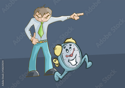Angry man punishing time