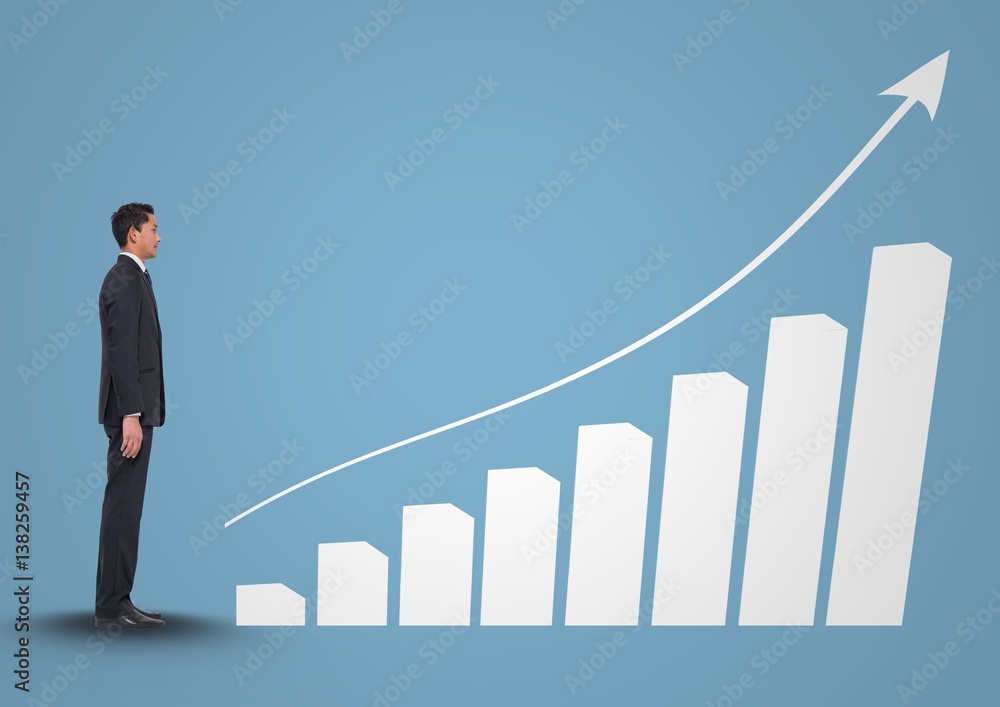 Composite image of Businessman Standing and looking at Graph Composite image of Businessman Standing and looking at Graph