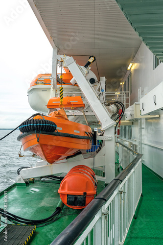 Lifeboat on deck of a cruise ship