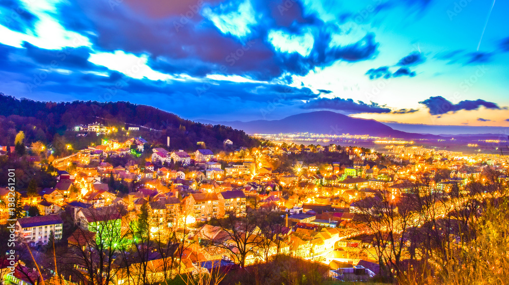 Fototapeta premium Panoramic view over Brasov, Transylvania, Romania.