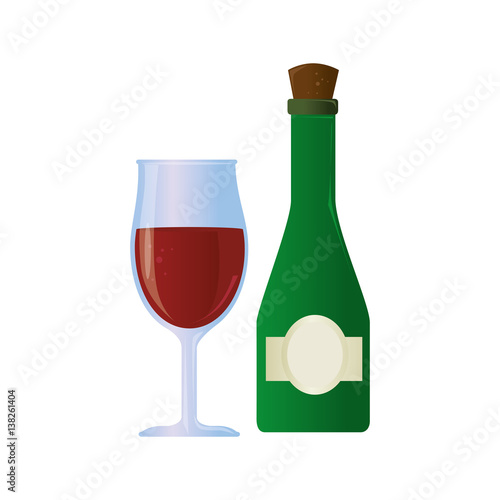 wine cup and bottle isolated icon vector illustration design