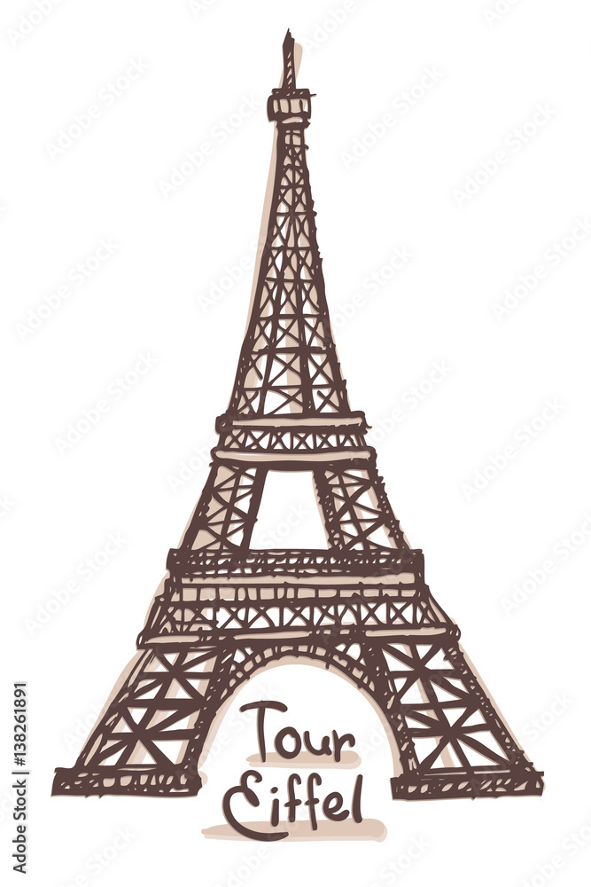 Eiffel tower sketch paris france Royalty Free Vector Image
