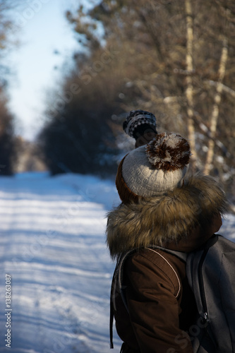 Walking girl in winter forest © Valentine