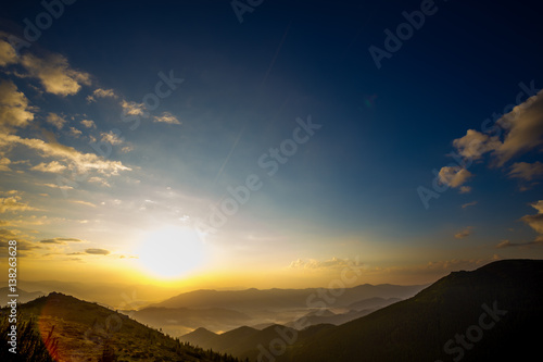 beauty sunset landscape in mountain