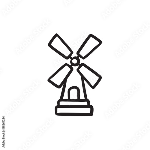 Windmill sketch icon.