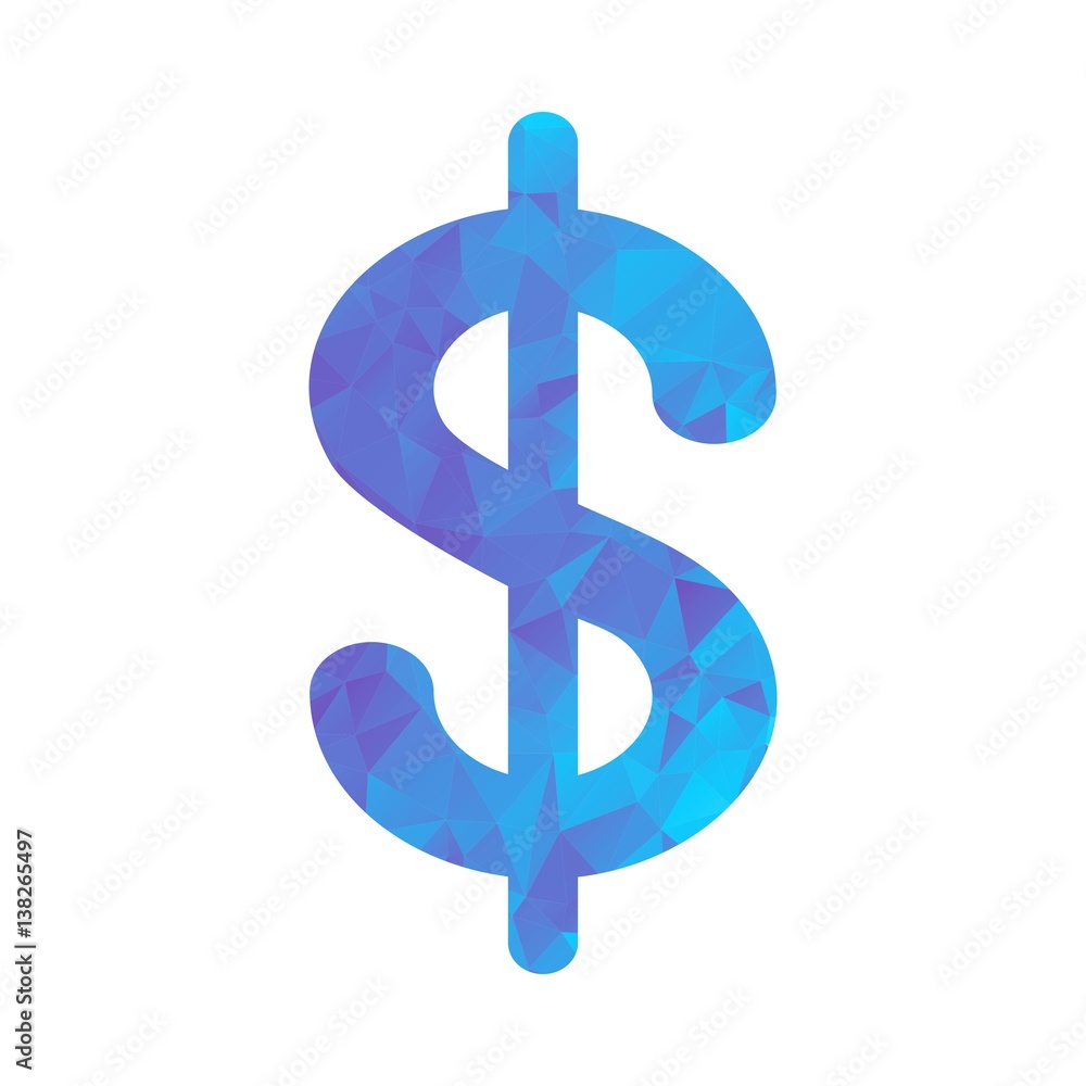 polygon blue icon dollar