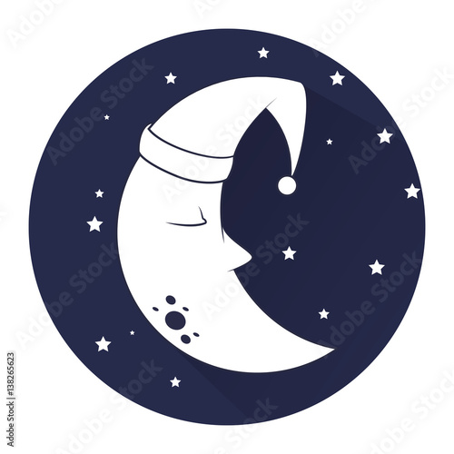 cute moon sleeping icon vector illustration design