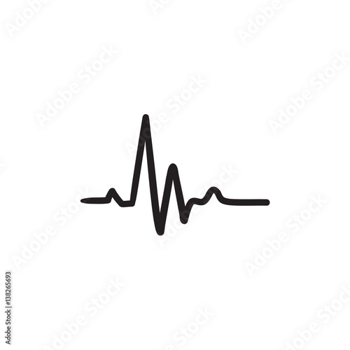Heart beat cardiogram sketch icon.