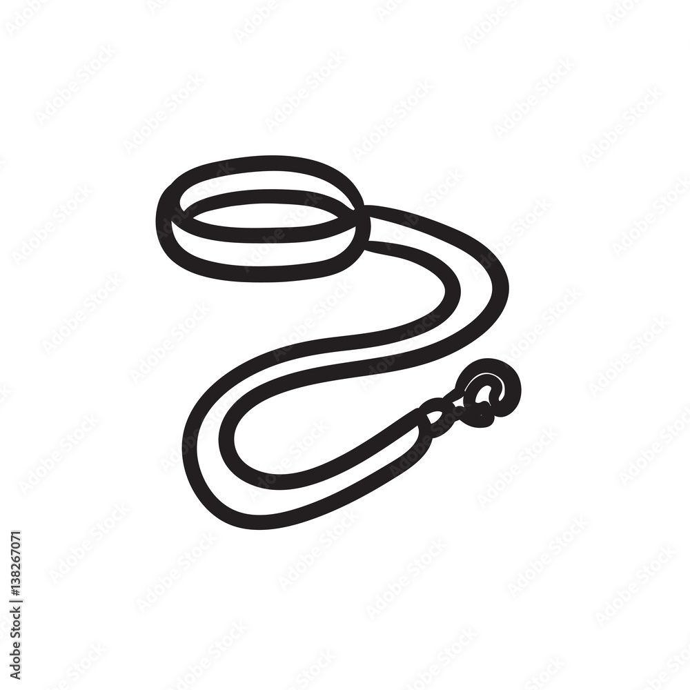Dog leash and collar sketch icon. Dog leash and collar sketch icon.