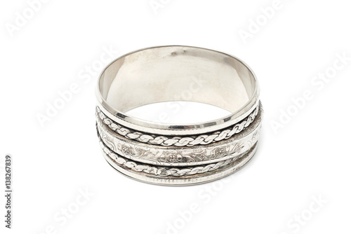 Foto Vitage silver bracelet isolated on white background