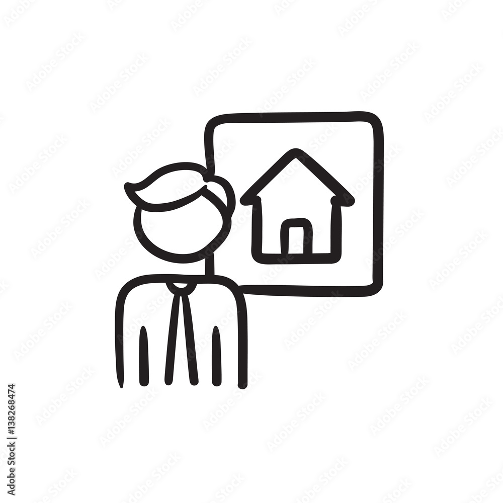 Real estate agent sketch icon. Real estate agent sketch icon.