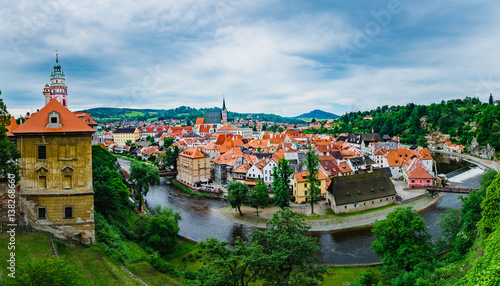 Panorama View of a little town in Cesky Kromlov, Czech Republic