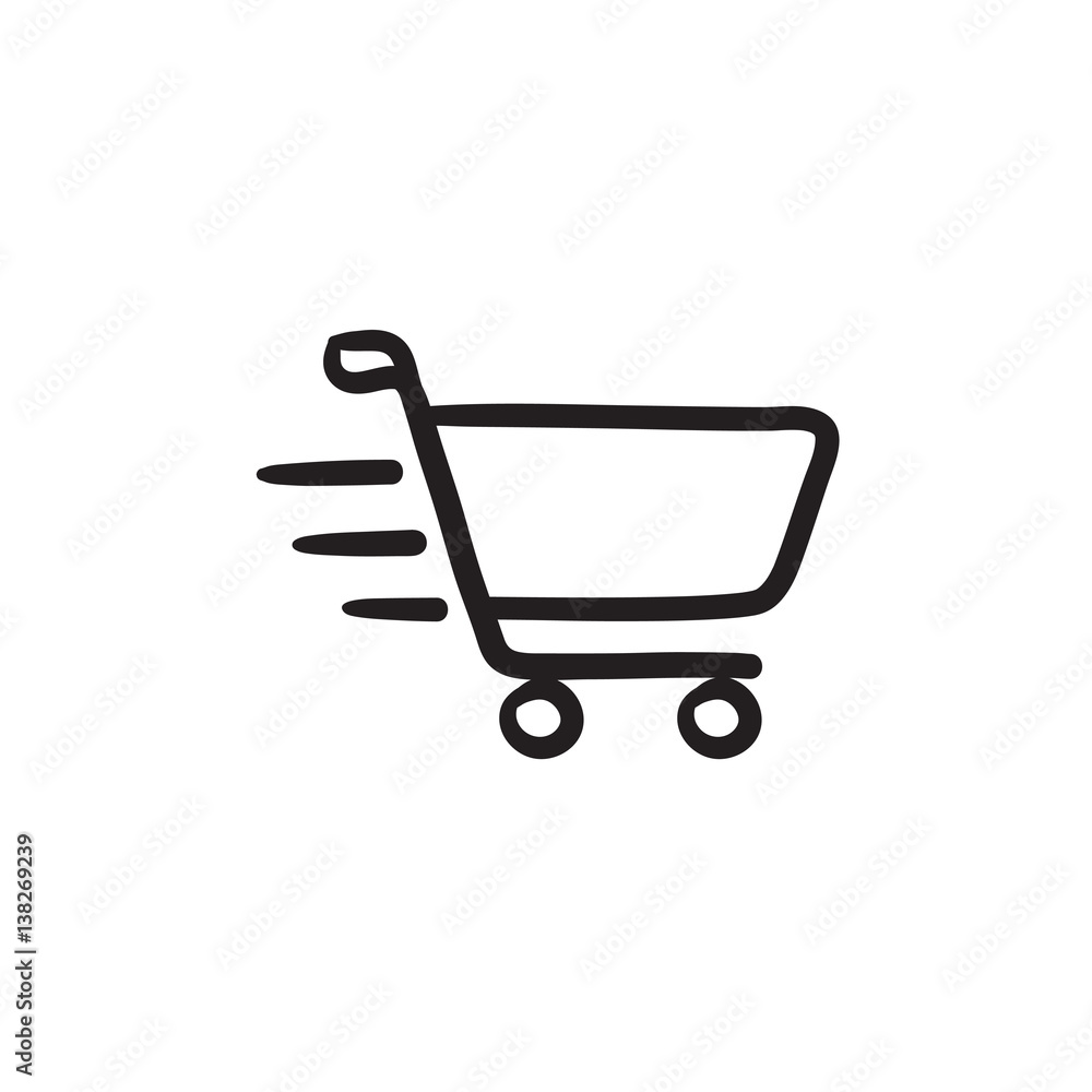 Shopping cart sketch icon. Shopping cart sketch icon.