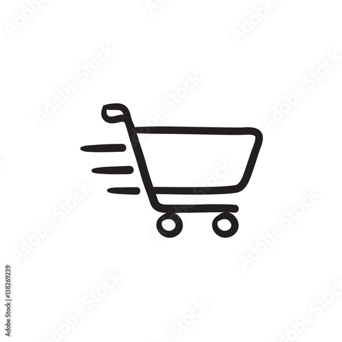 Shopping cart sketch icon.