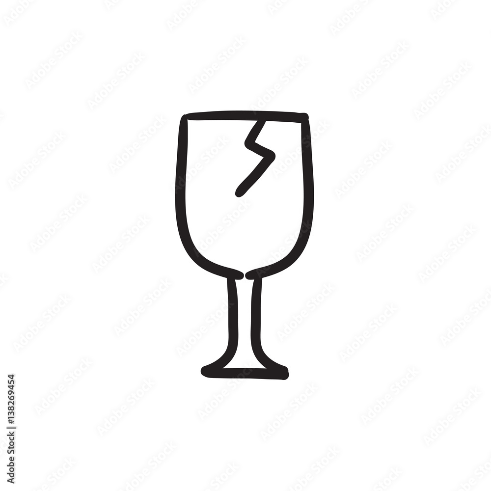 Cracked glass sketch icon. Cracked glass sketch icon.