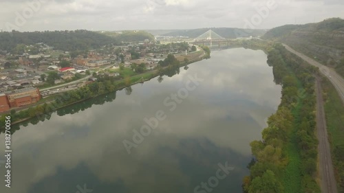 Aerial Shot over Ohio River Moving Toward Steubenville, OH photo