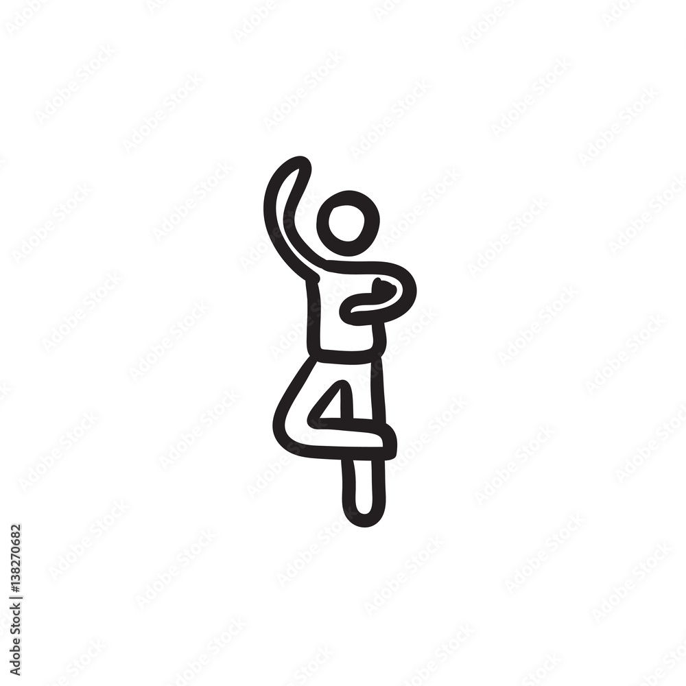 Male figure skater sketch icon.