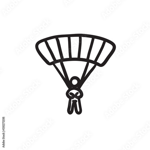 Skydiving sketch icon.