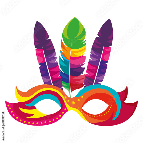 colorful festival mask with feathers vector illustration