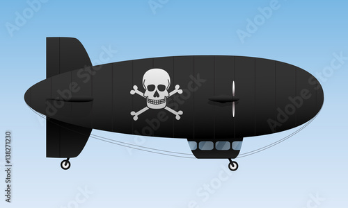 Black airship. Pirate air transport.