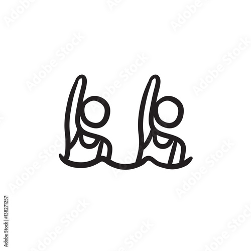 Synchronized swimming sketch icon.