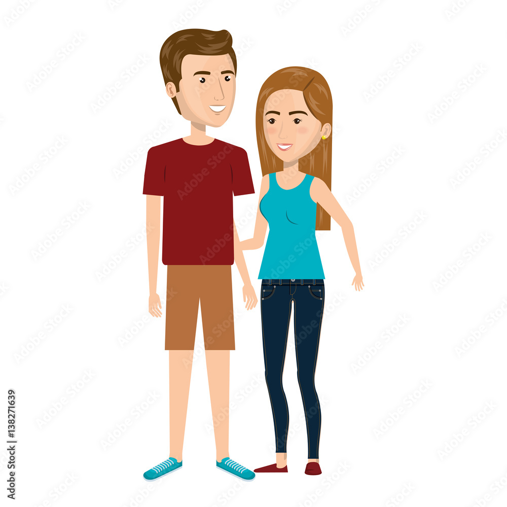 cartoon couple with casual sport clothes vector illustration cartoon couple with casual sport clothes vector illustration