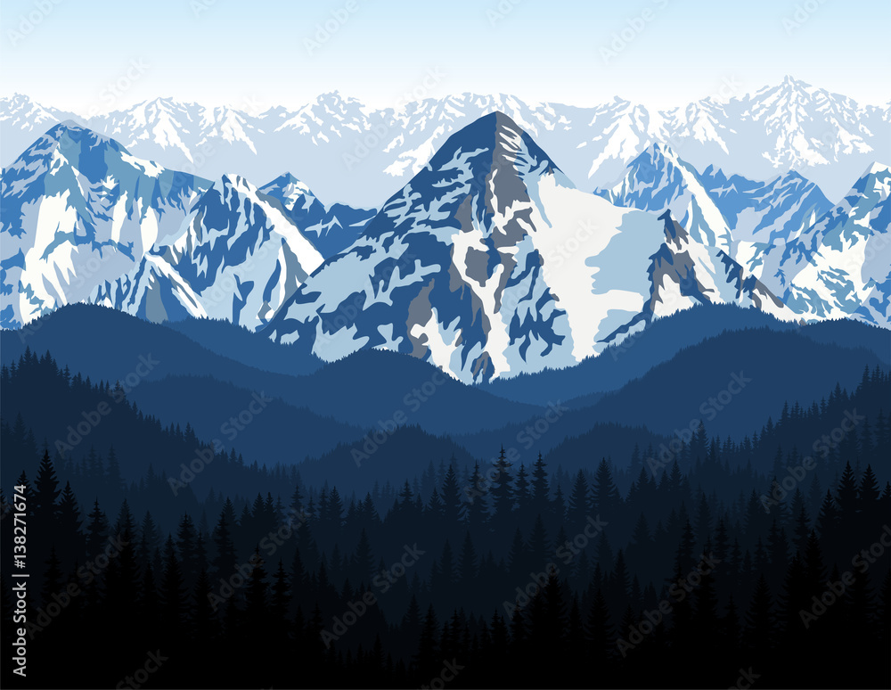 seamless mountains forest background