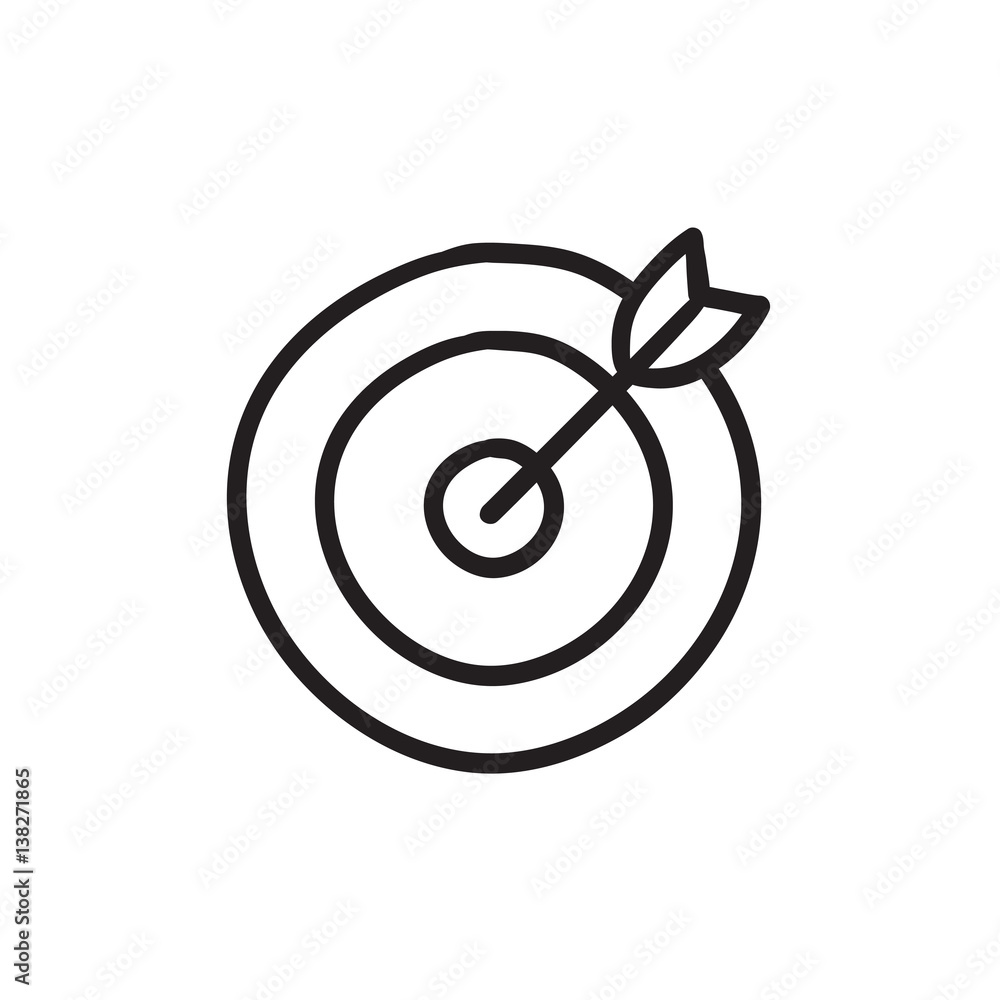 Target board and arrow sketch icon. Target board and arrow sketch icon.