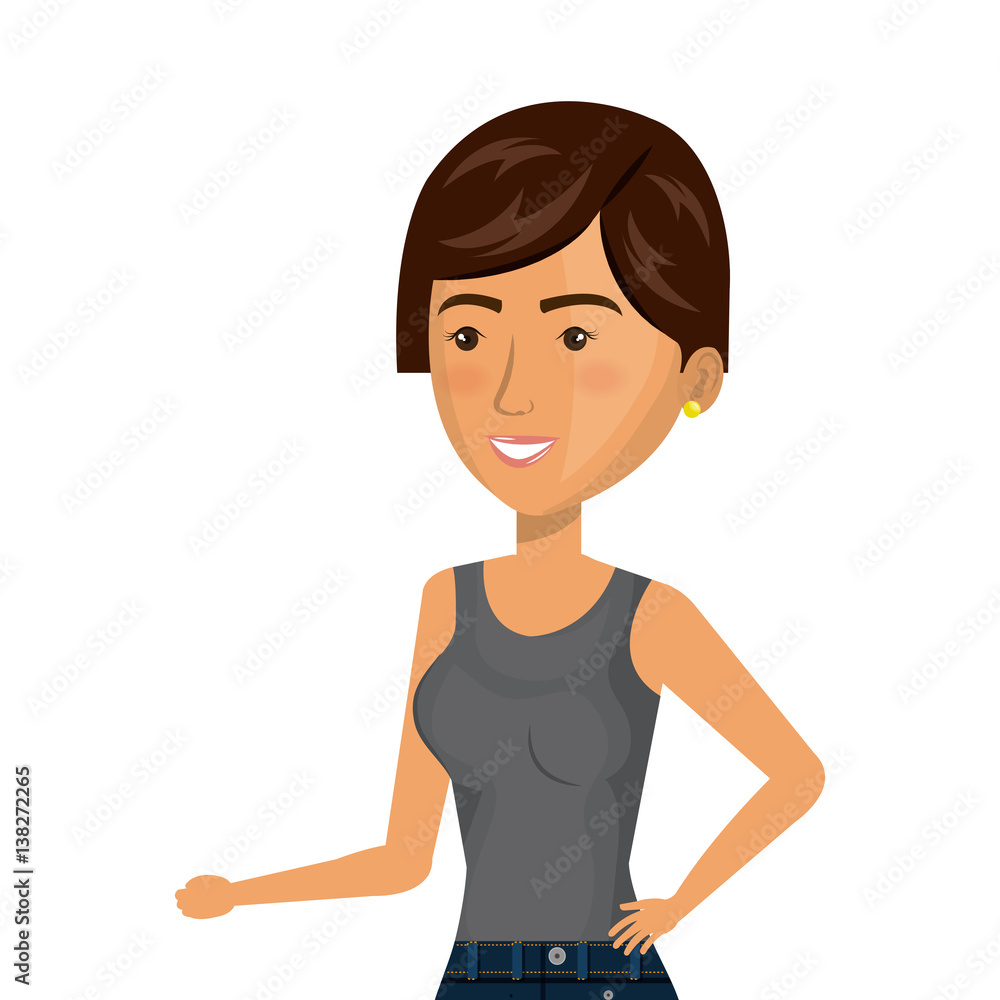 half body cartoon short hair woman in casual suit vector illustration half body cartoon short hair woman in casual suit vector illustration