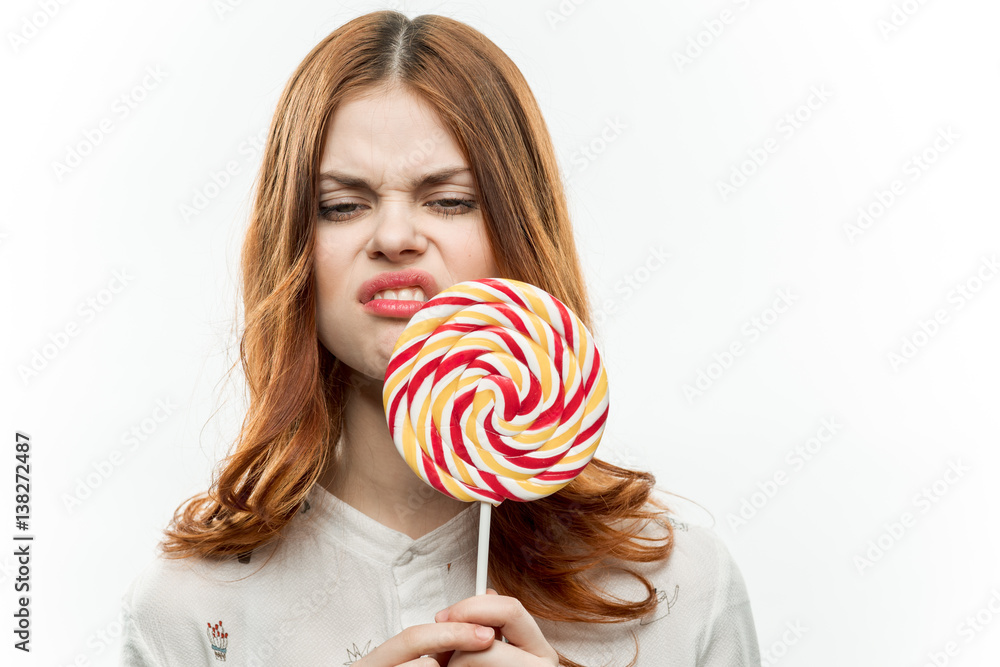lollipop, emotional woman