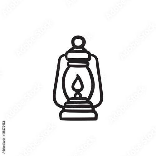 Camping lantern sketch icon.