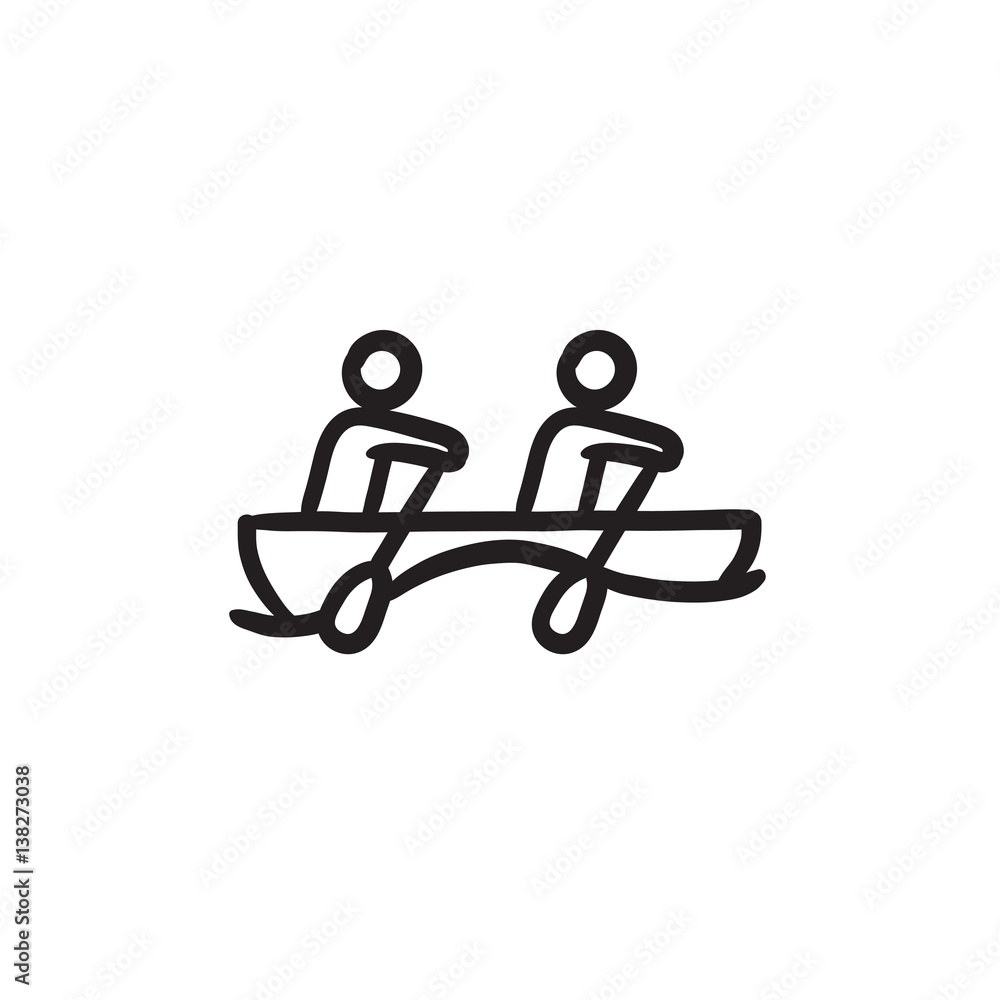 Tourists sitting in boat sketch icon. Tourists sitting in boat sketch icon.