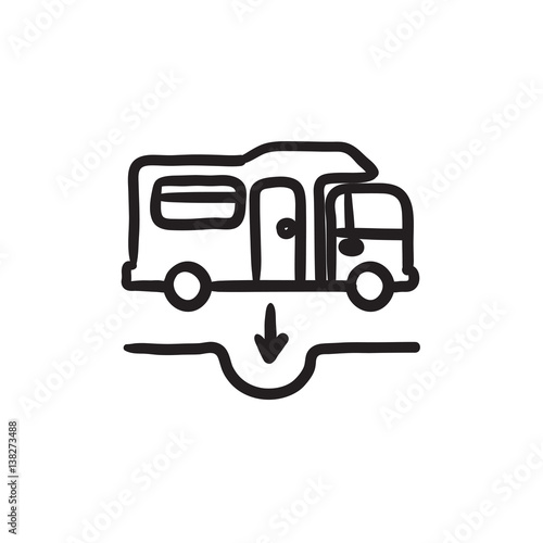 Motorhome and sump sketch icon.