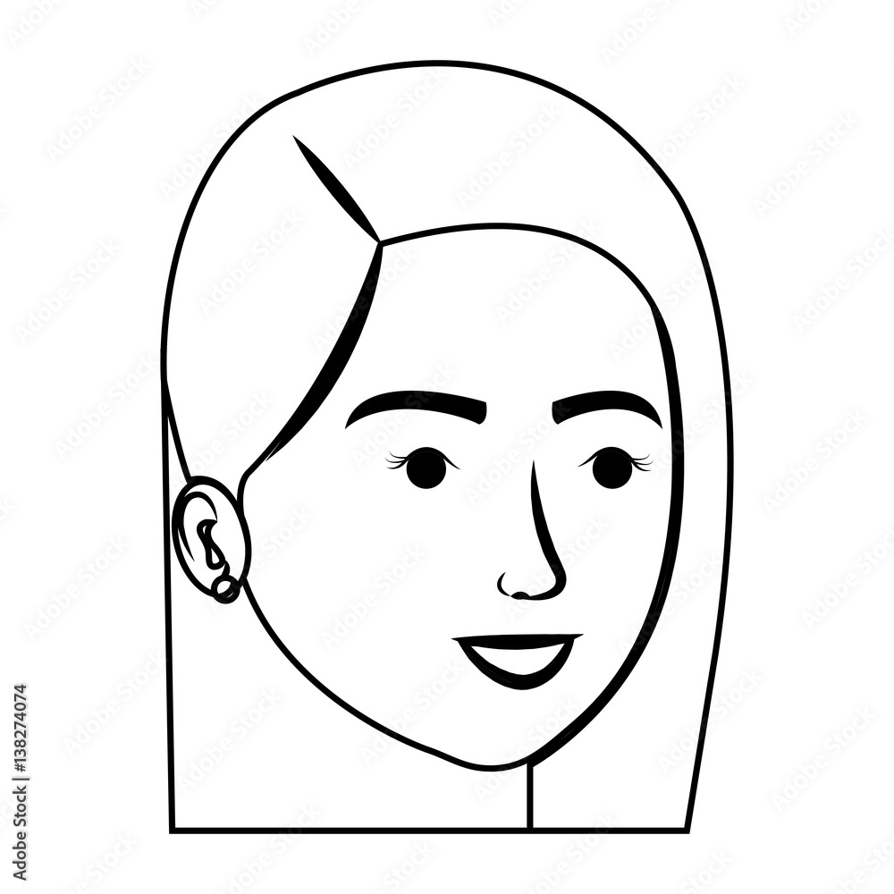 contour side view woman face vector illustration