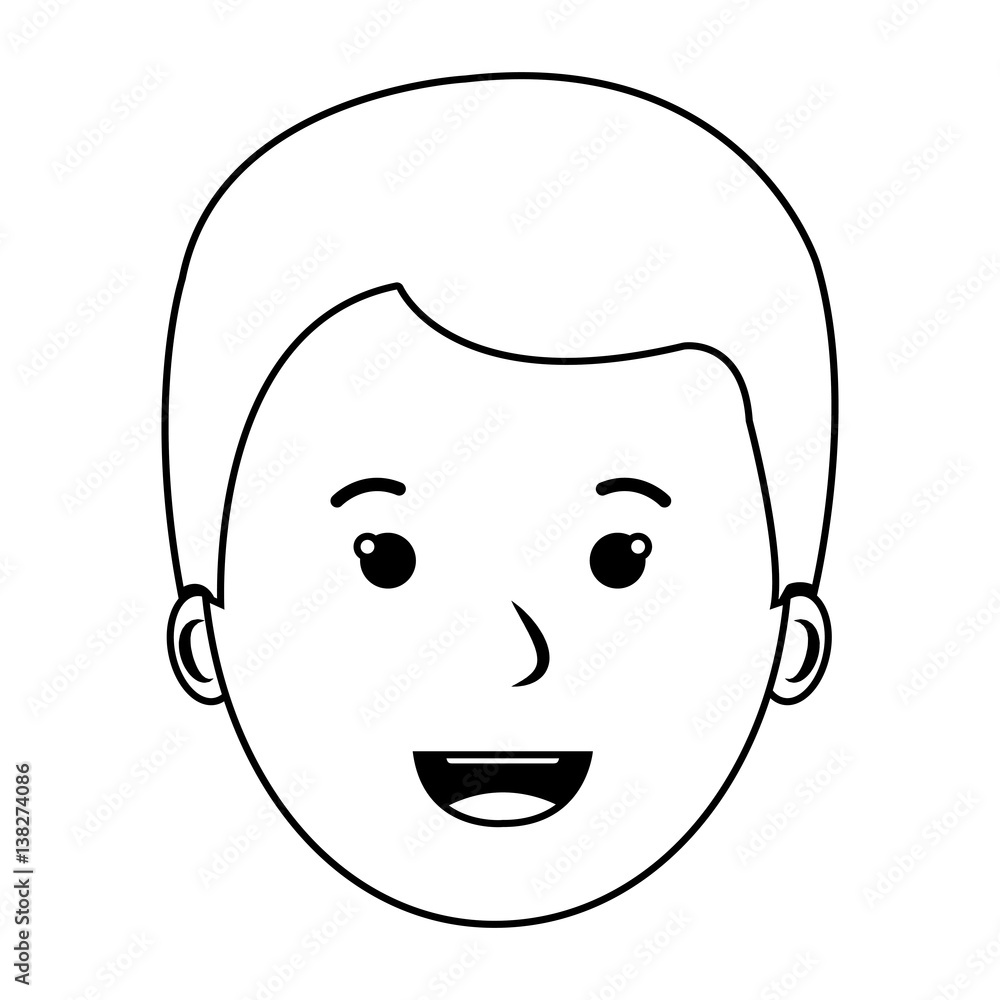 contour front view boy face vector illustration contour front view boy face vector illustration