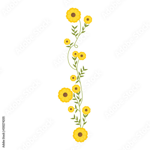 Stampa su tela creeper with yellow flowers floral design vector illustration