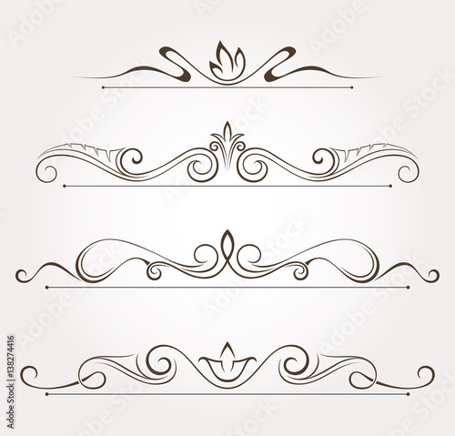 Set of floral design elements and page decoration. Vector illustration