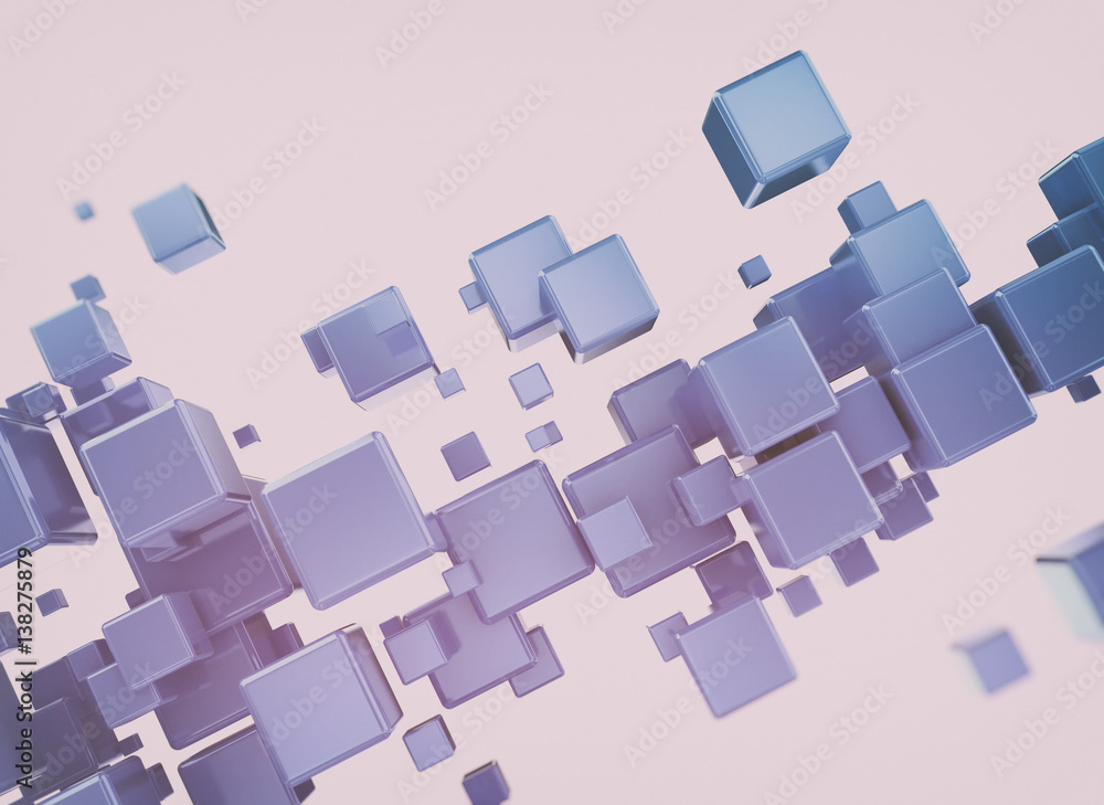 Blue 3d cubes abstract background