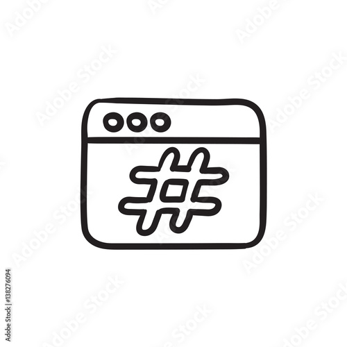 Browser window with hashtag sketch icon.