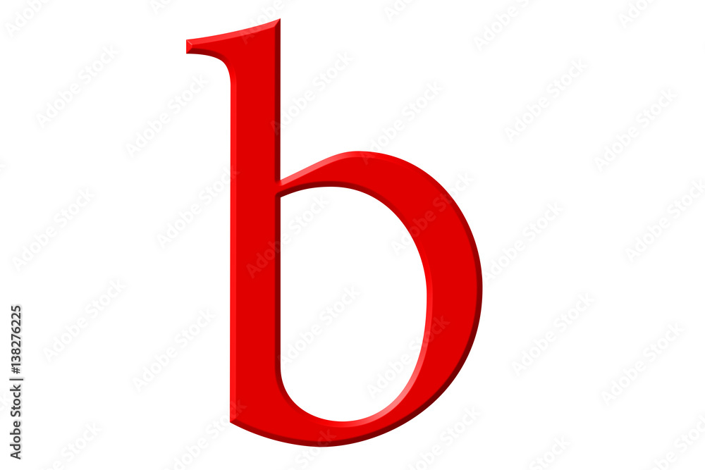 Lowercase letter B, isolated on white, with clipping path, 3D illustration Lowercase letter B, isolated on white, with clipping path, 3D illustration