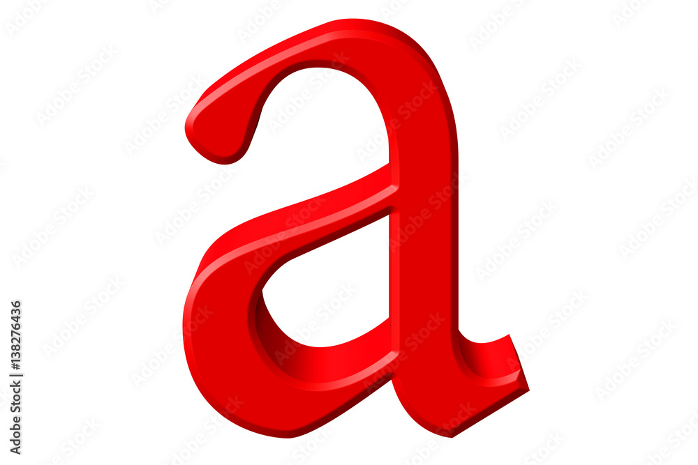 Lowercase letter A, isolated on white, with clipping path, 3D illustration Lowercase letter A, isolated on white, with clipping path, 3D illustration